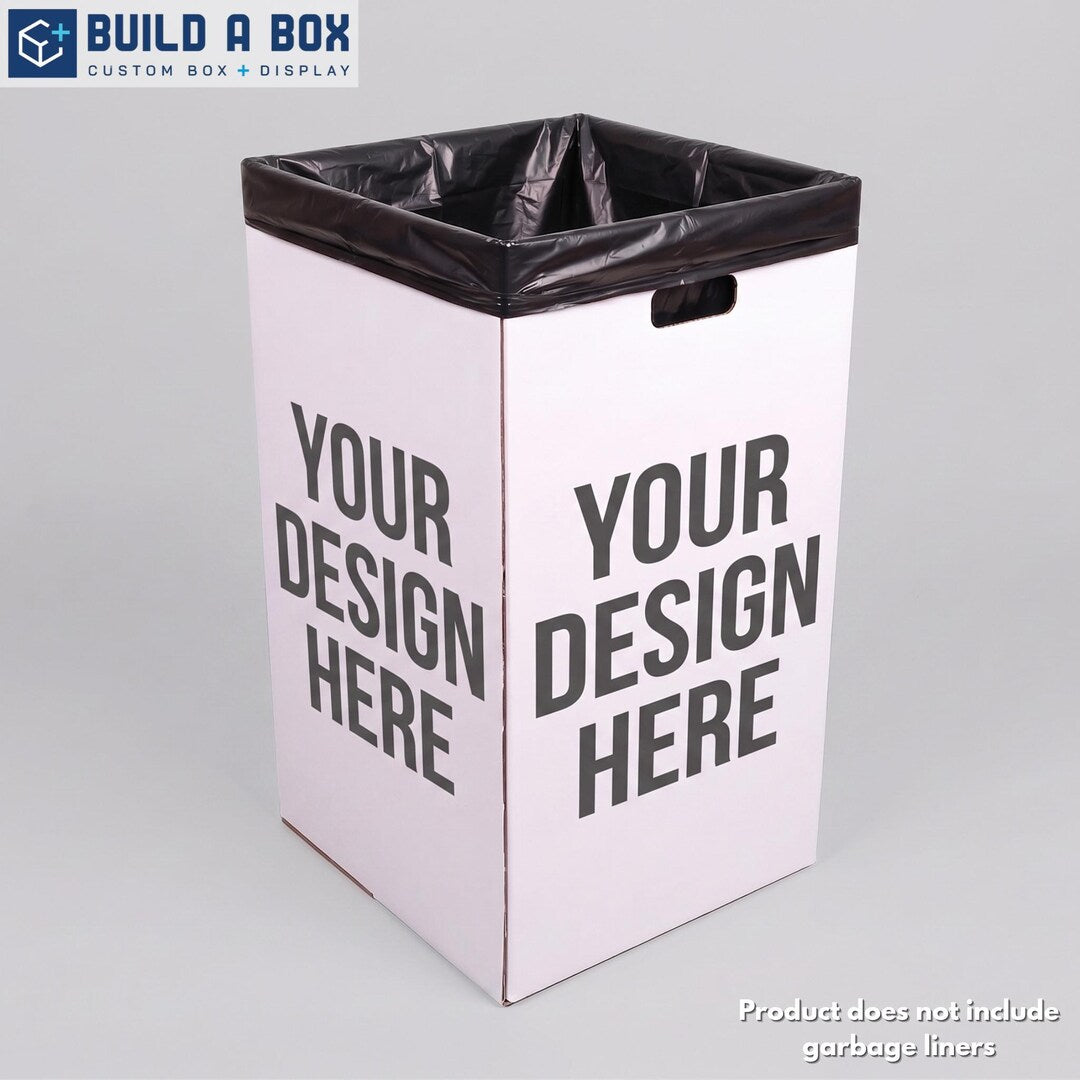 Logo Printed Cardboard Trash Bins – 40 Gallon (5 or 10 Pack)