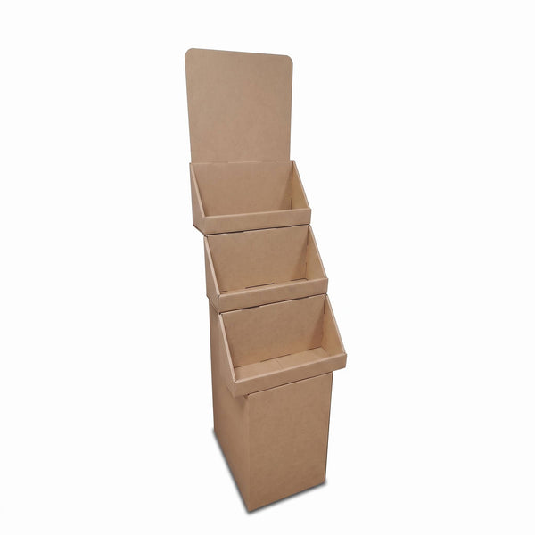 3-Tier Corrugated Floor Display – Plain Kraft or White